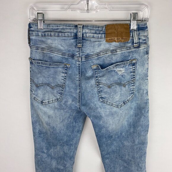 American Eagle Jeans Mens Whiskered Destroyed Skinny Next Level Flex 28 X 32 - Picture 6 of 9